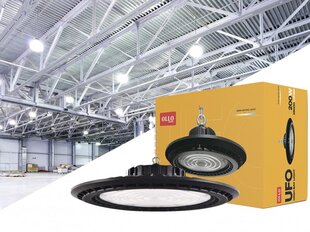 LED светильник для складов и производств 200W / LED HIGHBAY / LED UFO 200W OLLO Premium+ / UGR15 / 28000lm / 4000K / IP65 / IK08 / цена и информация | Монтируемые светильники, светодиодные панели | kaup24.ee