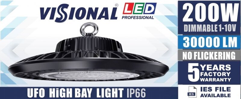 LED Visional Professional line Ufo tööstusvalgustus 200W / 4000K / IP66 hind ja info | Süvistatavad ja LED valgustid | kaup24.ee