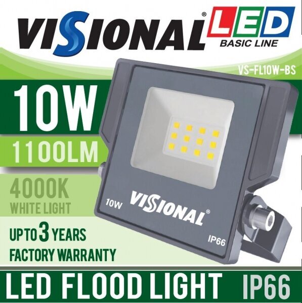 Visional LED-prožektor 10W / 1100lm / IP66 / 4000K hind ja info | Valgustid ja lambid | kaup24.ee