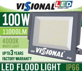 Visional LED-prožektor 100W / 11000lm / IP66 / 4000K hind ja info | Valgustid ja lambid | kaup24.ee