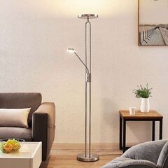 Lindby Twina LED põrandalamp, satiinkroom hind ja info | Põrandalambid | kaup24.ee
