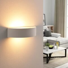 Настенное покрытие Lindby Aurel LED, гипс, белое, полукруглое цена и информация | Настенный светильник Конусы | kaup24.ee