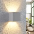 Lindby Quaso valgest kipsist LED seinavalgusti