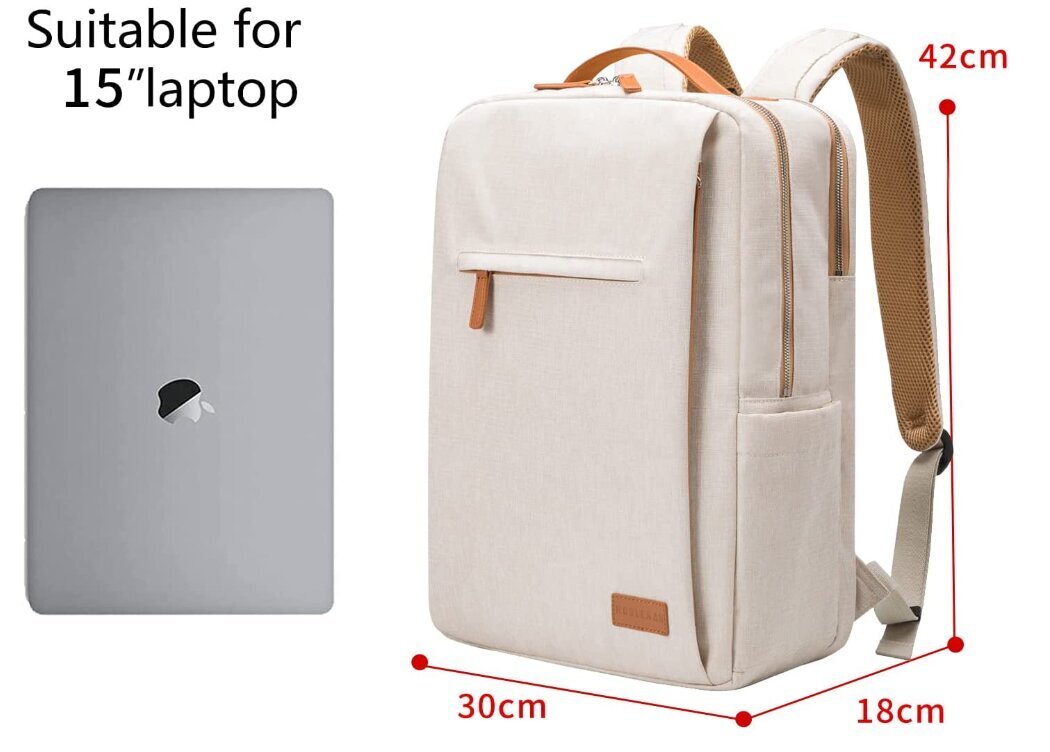 Meeste seljakott, veekindel, 15,6-tolline sülearvuti seljakott, USB F003, beež hind ja info | Sülearvutikotid | kaup24.ee