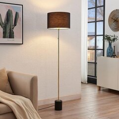 Lindby Josias riidevarjuga põrandalamp, must цена и информация | Торшеры | kaup24.ee