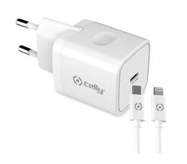 Celly TC1C20WLIGHT USB-C 20W+Lightning, valge hind ja info | Mobiiltelefonide laadijad | kaup24.ee