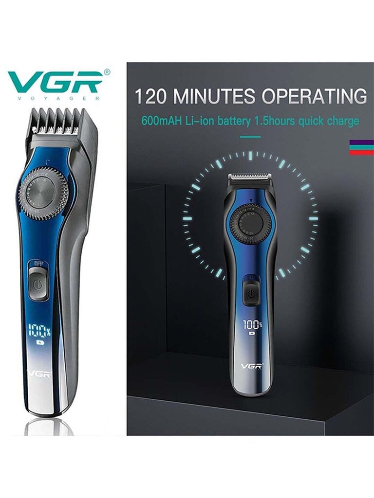 Reguleeritav habeme- ja juukselõikusmasin, VGR V-080, LCD - ekraan цена и информация | Juukselõikusmasinad, trimmerid | kaup24.ee
