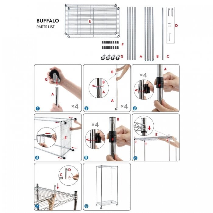 Riidekapp/riidestange Buffalo metallraamiga цена и информация | Jalatsikapid, jalatsiriiulid | kaup24.ee