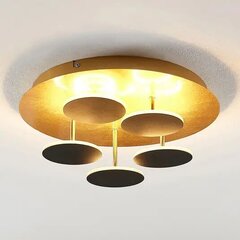 Lindby Casni LED laelamp, must ja kuldne цена и информация | Потолочные светильники | kaup24.ee