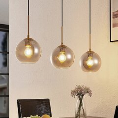 Подвесной светильник Lindby Hiwana, 3 сферы из дымчатого стекла цена и информация | Потолочный светильник, 38 x 38 x 24 см | kaup24.ee