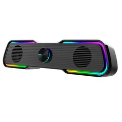 2in1 juhtmevaba Bluetooth teler Soundbar / PC sülearvuti 2.0 10W kõlarid 3.5mm + USB RGB Aula N-169B-BT, must цена и информация | Аудиоколонки | kaup24.ee