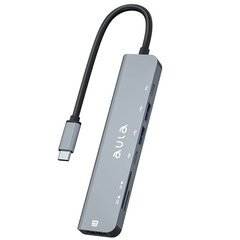 7in1 jaotur USB-C kuni Hdmi 4K 60Hz / SD / PD laadimine / USB-C / Micro SD / 2x USB Aula UC-902, must hind ja info | AULA Arvutid ja IT- tehnika | kaup24.ee