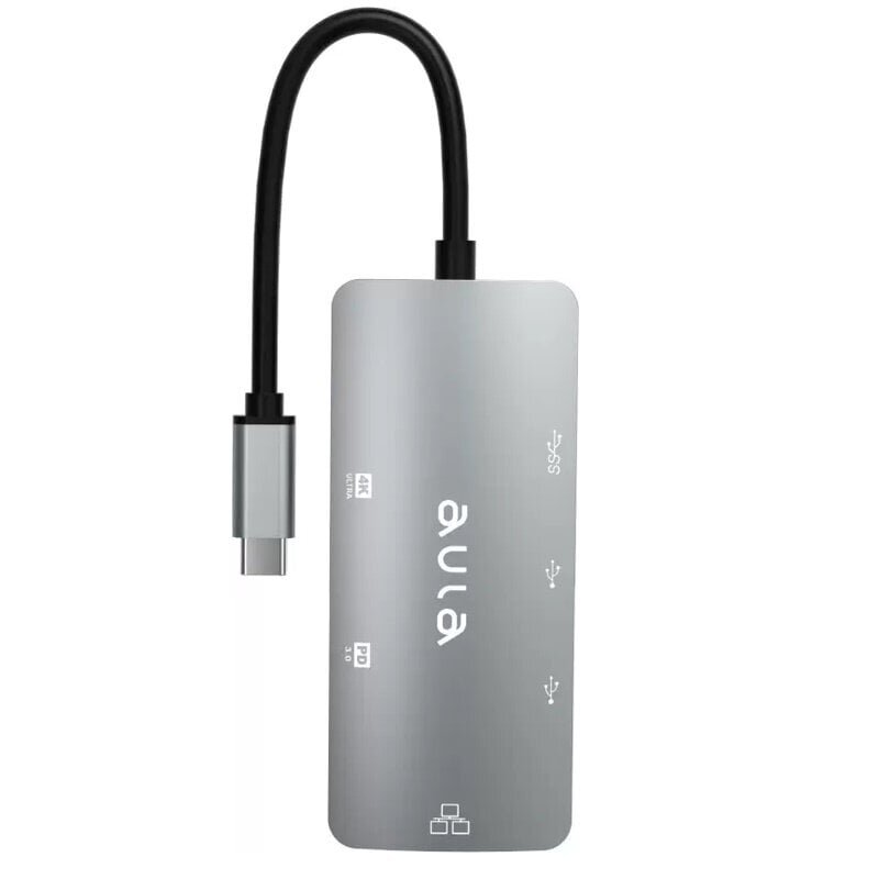 Aula OT-UC-910 6in1 jaotur USB-C kuni Hdmi 4K 60Hz / 2x USB 2.0 / USB 3.0 / PD laadimine / RJ45 Internet цена и информация | USB jagajad, adapterid | kaup24.ee