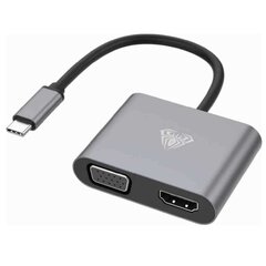 Видео адаптер - переходник Aula UC-901 2в1 с USB-C на Hdmi 4K 30Hz / VGA монитор цена и информация | Адаптеры и USB-hub | kaup24.ee