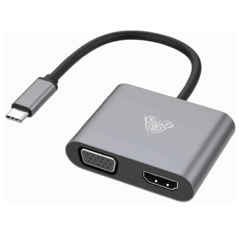 Aula UC-901 2in1 videoadapter – konverter USB-C-lt Hdmi 4K 30Hz / VGA monitorile цена и информация | USB jagajad, adapterid | kaup24.ee