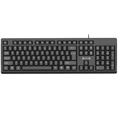 Aula AK205 Ergonomic Silent Click PC Keyboard 104 nuppu EN / RUS Paigutus 1,5m USB kaabel must hind ja info | Klaviatuurid | kaup24.ee