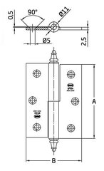 Ukse hing 2007, 120x80x2.5mm, I-parem, roostevaba hind ja info | Ukse hinged, tarvikud | kaup24.ee