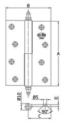 Ukse hing 1007, 100x70x3mm, D-vasak, kroomitud hind ja info | Ukse hinged, tarvikud | kaup24.ee