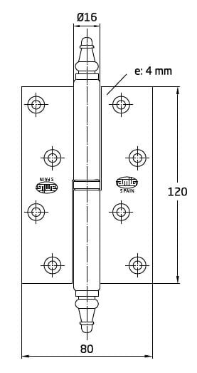 Ukse hing 415, 120x80x4mm, I-parem, kroomitud цена и информация | Ukse hinged, tarvikud | kaup24.ee