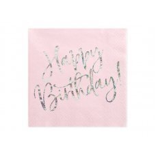 Salvrätikud, palju õnne sünnipäevaks, roosa, 33x33cm 1 tk. / 20 tk. hind ja info | Ühekordsed nõud | kaup24.ee