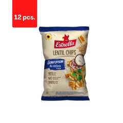 Läätsekrõpsud ESTRELLA hapukoore ja sibula maitsega, 100g, x 12 tk hind ja info | Suupisted, krõpsud | kaup24.ee