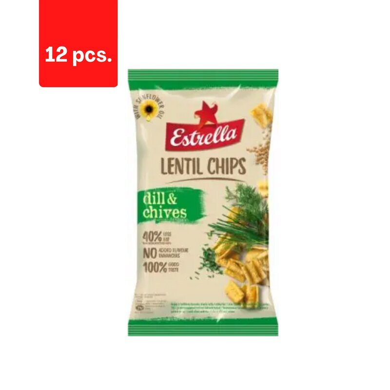 Läätsekrõpsud ESTRELLA tilli ja murulaugu maitsega, 100g x 12 tk hind ja info | Suupisted, krõpsud | kaup24.ee