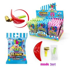 Pulgakomm vilega "Clown Party Whistle Lollipo", 24 tk hind ja info | Maiustused | kaup24.ee