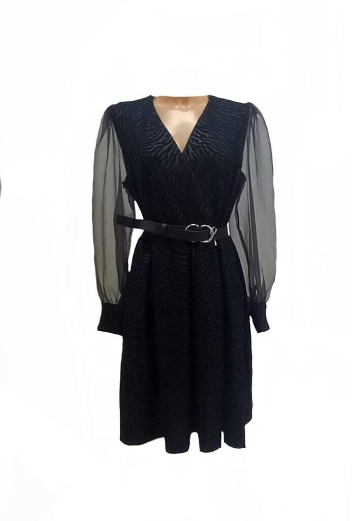 Naiste elegantne V-kaelusega kleit, 3201-BB, must hind ja info | Kleidid | kaup24.ee