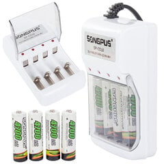 Akulaadija 4x AA/AAA pistikupesa + 4x 4700 mAh aku jaoks hind ja info | Akulaadijad | kaup24.ee