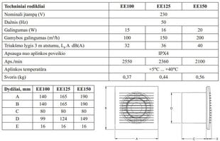 Elektriline tõmbeventilaator Europlast E-EXTRA EE100, Ø100 mm цена и информация | Вентиляторы для ванной | kaup24.ee