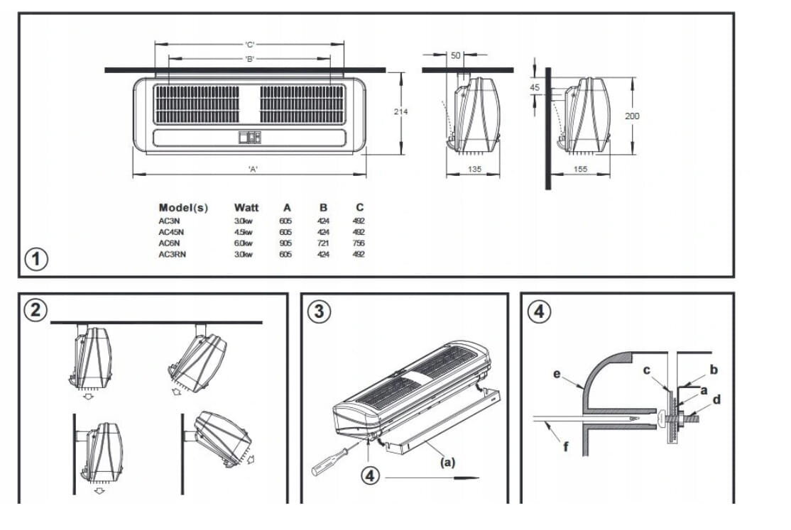 Soojuskardin esiuksele DIMPLEX AC 45N 4,5KW 60,5x21,4x13,5 cm цена и информация | Küttekehad | kaup24.ee