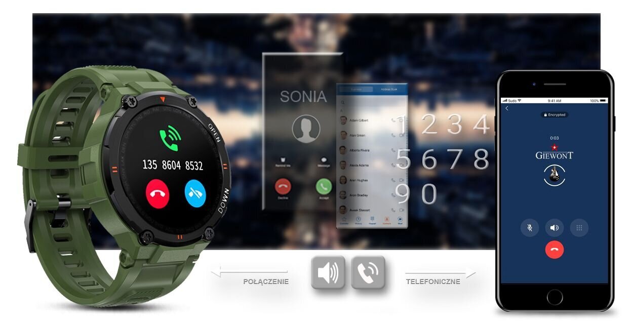 Giewont Focus SmartCall GW430-3 Forest hind ja info | Nutikellad (smartwatch) | kaup24.ee