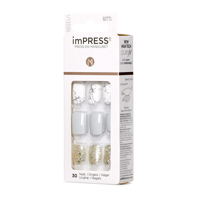 Kunstküüned imPRESS Press-On Manicure Bare But Butter Short Nails Knock Out, 30 tk., S suurus цена и информация | Maniküüri ja pediküüri tarvikud | kaup24.ee