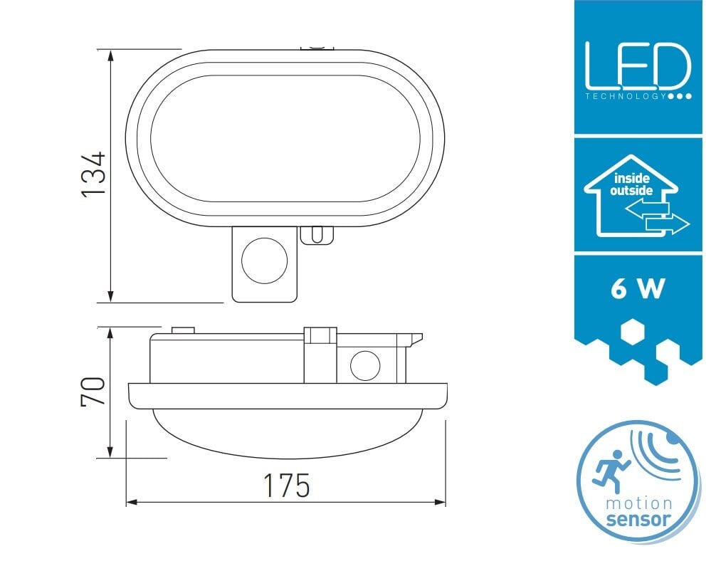 GTV LED-lamp DELTA, 6W, IP54, 4000 K, LD-DELOW6WC-NB hind ja info | Seinavalgustid | kaup24.ee