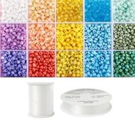 Niidid ja klaasist ümmargused toruhelmed 6/0 RainBow® 24 pastelsetes värvi igaüks 10 g komplekt hind ja info | Ehete valmistamine, helmestamine | kaup24.ee