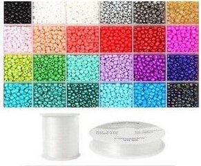 Niidid ja klaasist ümmargused toruhelmed 6/0 RainBow® 24 heledat värvi igaüks 10 g komplekt цена и информация | Принадлежности для изготовления украшений, бисероплетения | kaup24.ee