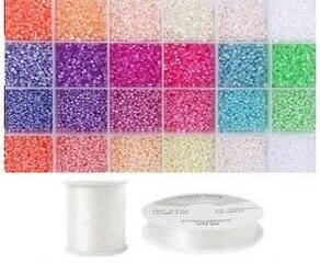 Niidid ja klaasist ümmargused toruhelmed 12/0 RainBow® 24 pastelsetes värvi igaüks 10 g komplekt цена и информация | Принадлежности для изготовления украшений, бисероплетения | kaup24.ee