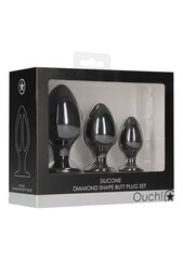 Ouch! набор анальных пробок Diamond Shape Butt Plug Set, черный цена и информация | Анальные игрушки | kaup24.ee