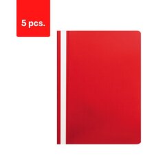 Klambriga dokumentide kaust Eller A4, punane pakend 5 tk. hind ja info | Kirjatarbed | kaup24.ee