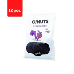 Kuivatatud jõhvikad O!pähklid, 150 g x 12 tk. hind ja info | Pähklid, seemned, kuivatatud puuviljad | kaup24.ee