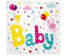 Pabersalvrätikud "Baby", 33 x 33 cm, 20 tk SDL124200 hind ja info | Ühekordsed nõud | kaup24.ee
