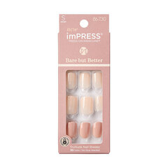 Kunstküüned imPRESS Press-On Manicure Bare But Butter Short Nails Nude, 30 tk., S suurus цена и информация | Средства для маникюра и педикюра | kaup24.ee