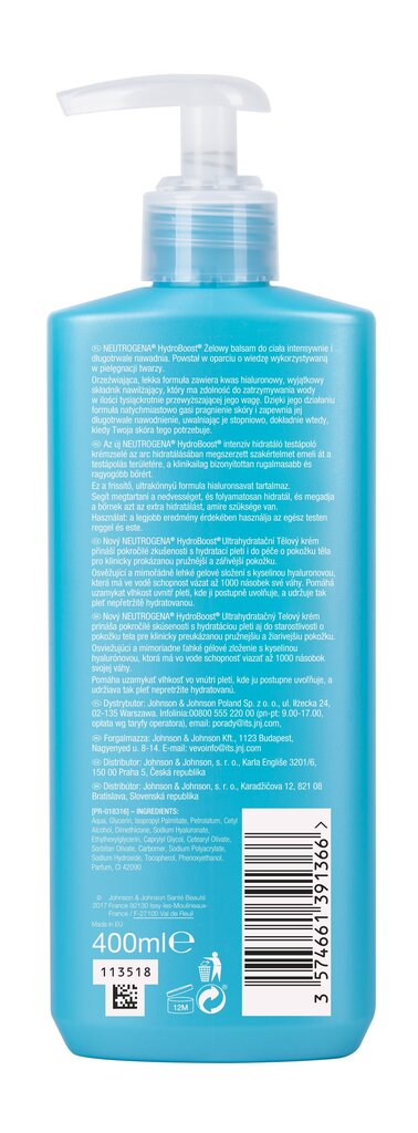 Värskendav kehakreem - geel Neutrogena Hydro Boost 400 ml hind ja info | Kehakreemid, losjoonid | kaup24.ee