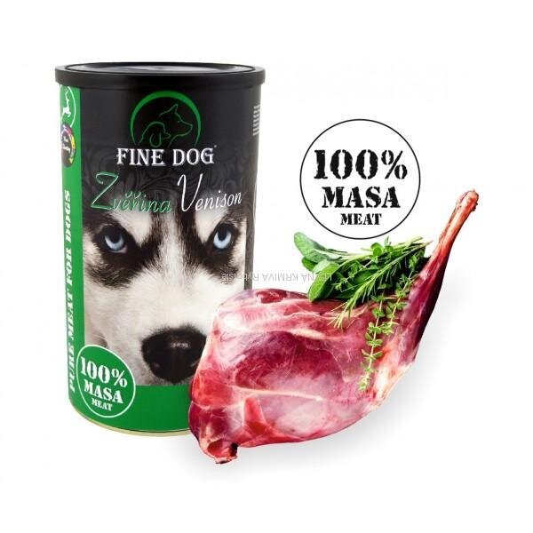 Hirvekonserv koertele 100 % liha Fine Dog ( 8 x 1200g ) цена и информация | Konservid koertele | kaup24.ee