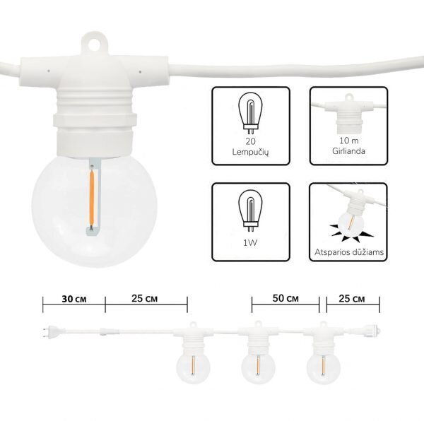 Välitingimustes kasutatav valguskett (LED tuled) 150 m Glow valge цена и информация | Jõulutuled | kaup24.ee