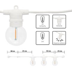 Välitingimustes kasutatav valguskett (LED tuled) 30 m Glow valge цена и информация | гирлянда, 10 вел 4 см | kaup24.ee