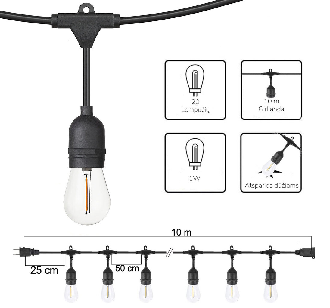 Välitingimustes kasutatav valguskett (LED tuled) 150 m Drop цена и информация | Jõulutuled | kaup24.ee