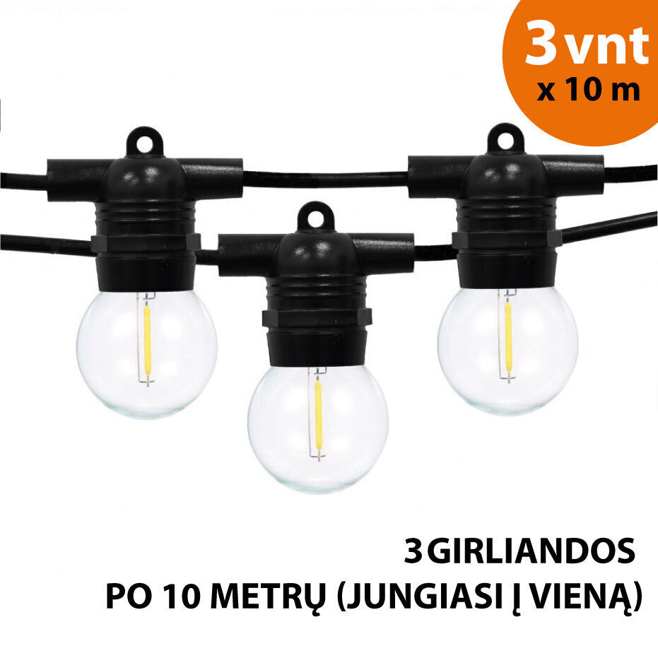 Välitingimustes kasutatav valguskett (LED tuled) 30 m Glow must hind ja info | Jõulutuled | kaup24.ee
