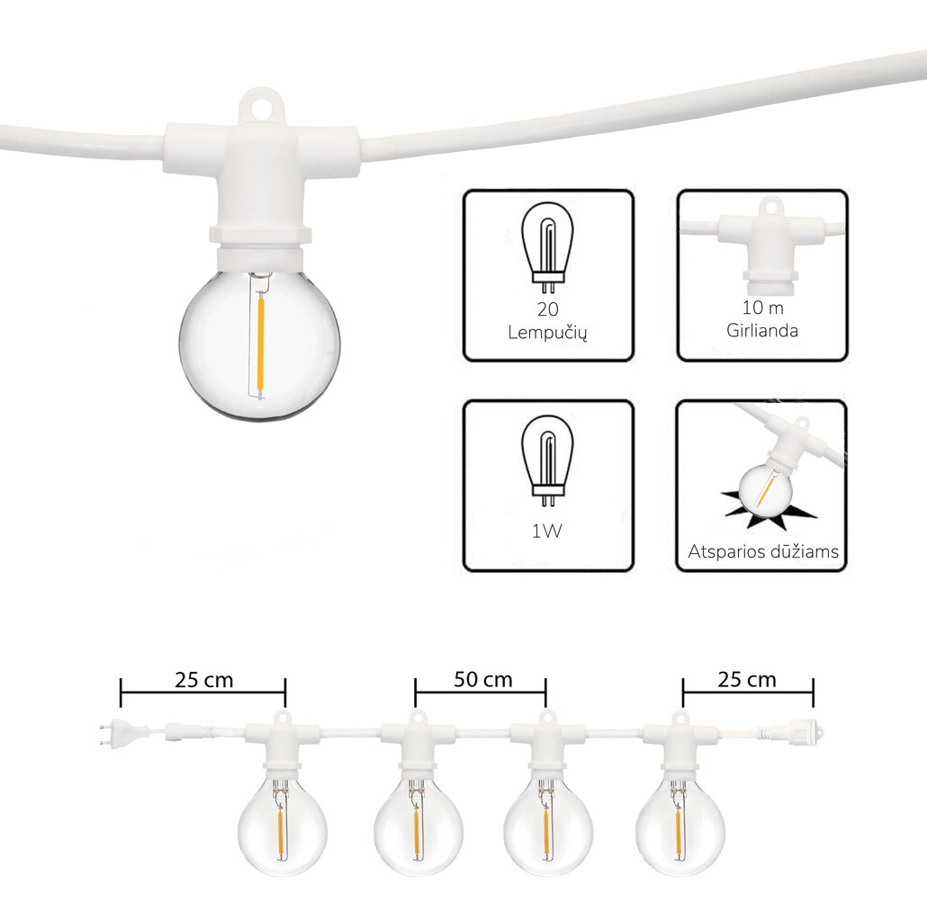 Välitingimustes kasutatav valguskett (LED tuled) 100 m Perl valge hind ja info | Jõulutuled | kaup24.ee