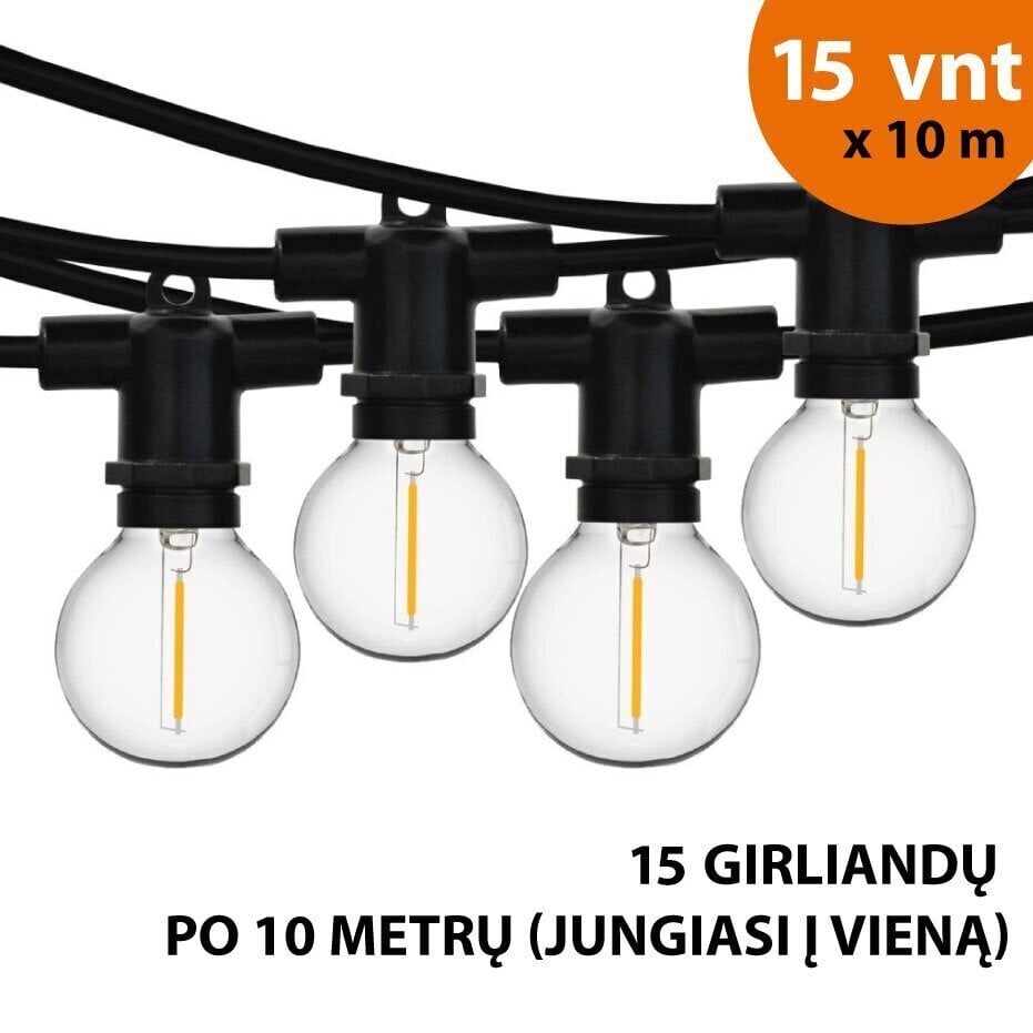 Välitingimustes kasutatav valguskett (LED tuled) 150 m Perl must цена и информация | Jõulutuled | kaup24.ee